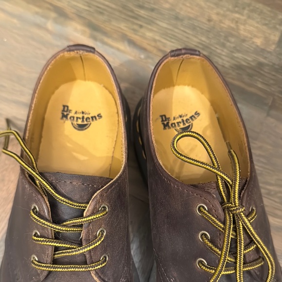 Dr. Martens Brown and Yellow Oxfords with Textured Leather